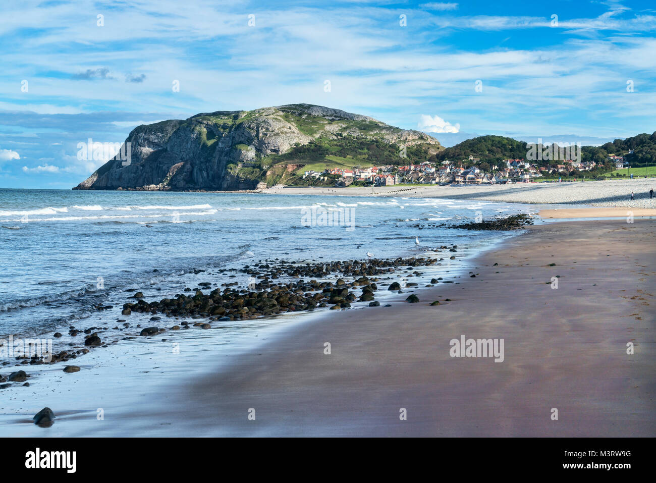 LLandudno beach, looking north to Little Orm, seafront, North Wales, uk