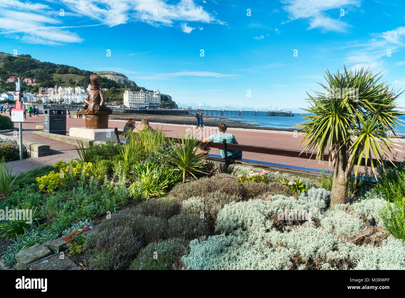 LLandudno promenade gardens, looking south to Great Orm and pier