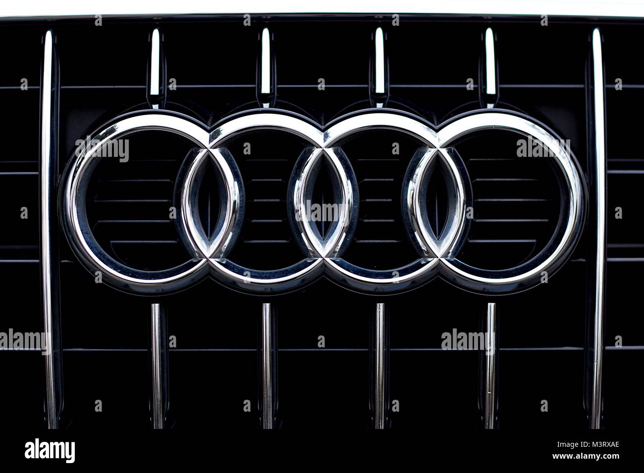 Audi Q5 logo on radiator grille, London, England Stock Photo