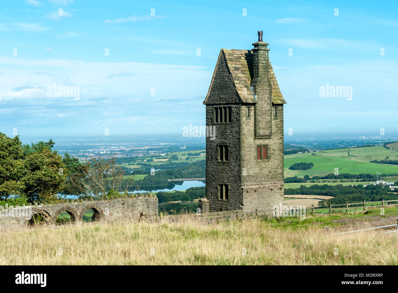 The Pigeon Tower Rivington It was built in 1910 by Lord Leverhulme as part of his Rivington estate in Lever Park and stands at the north west edge of  Stock Photo