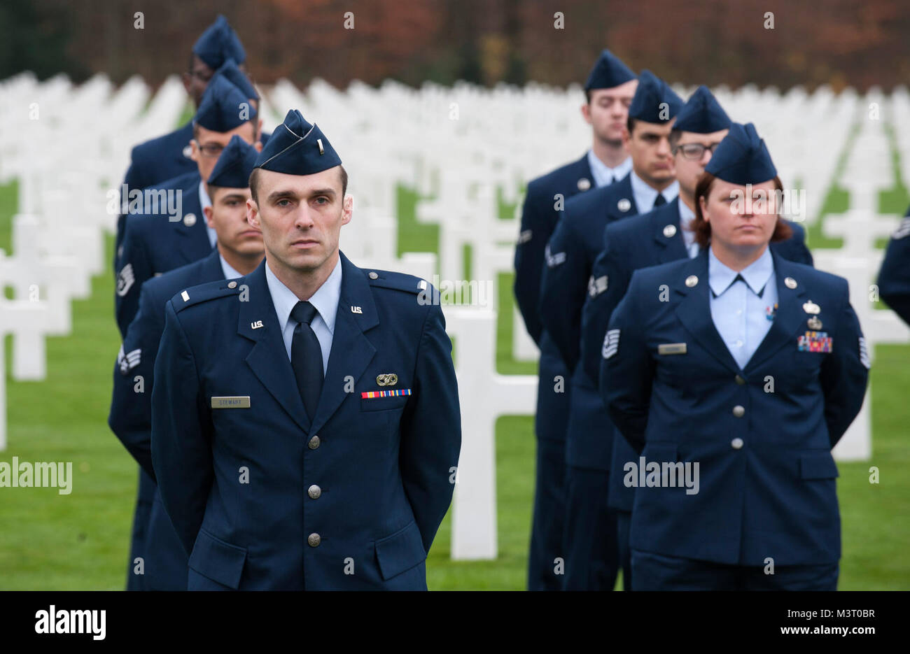 U.S. Air Force Airmen stationed at Spangdahlem Air Base Germany stand ...