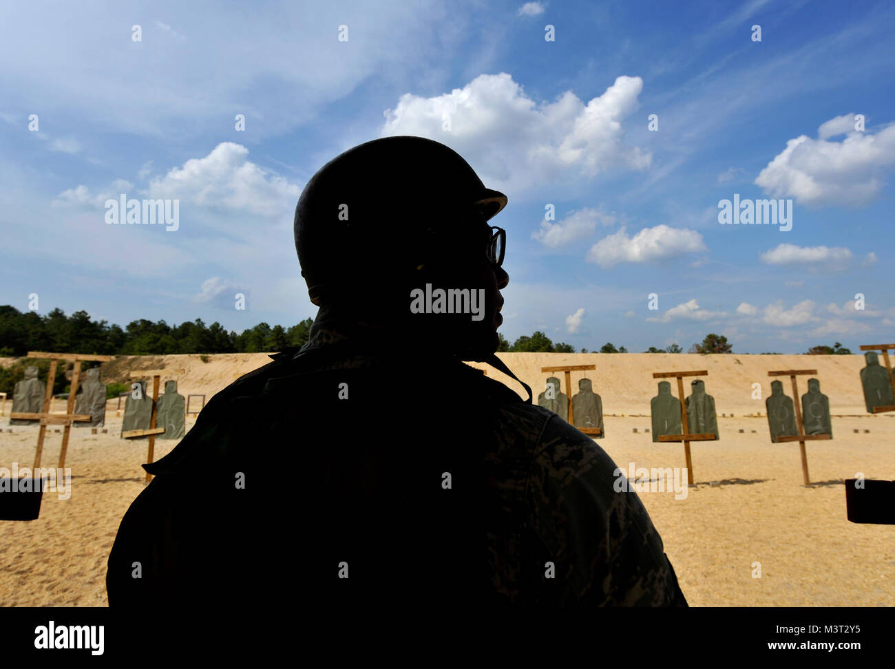 An Airman awaits instructions on the new Air Force Rifle Qualification