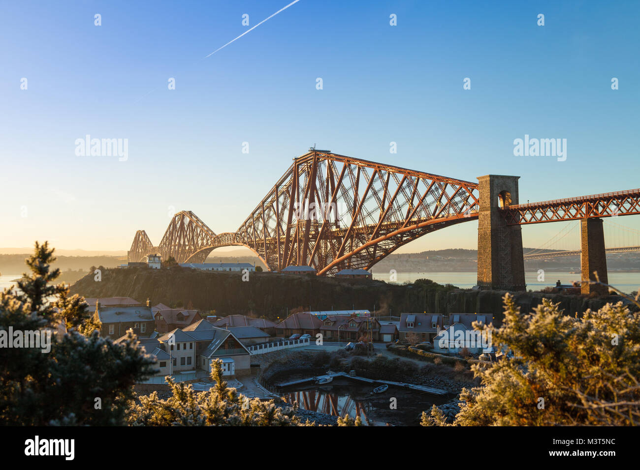 The Forth Bridge early morning from North Queensferry Fife Scotland Stock Photo