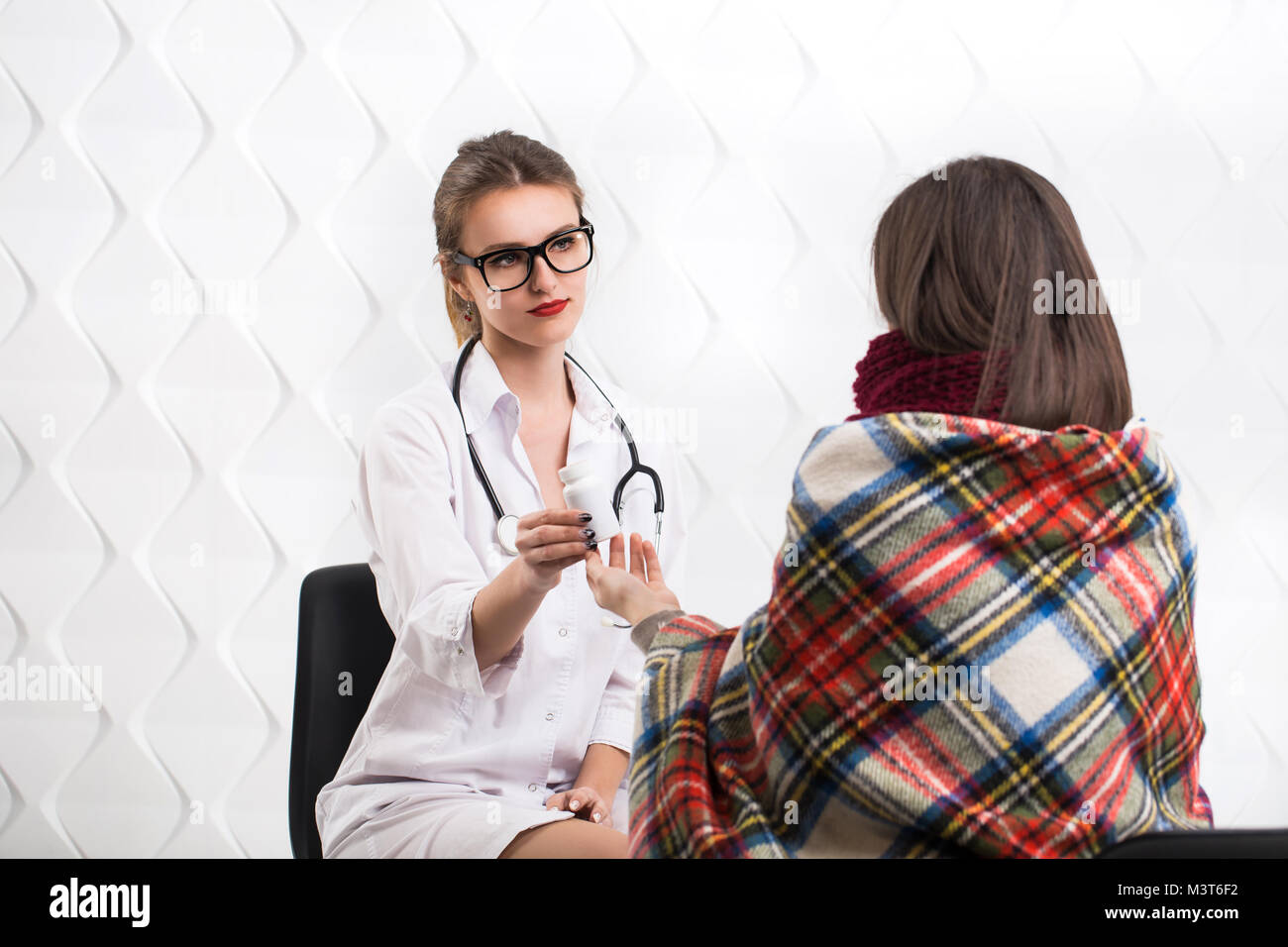 Sick Patient Visits Doctor Stock Photo Alamy