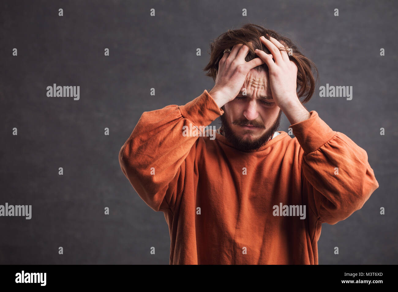 Portrait of Stressed Man Stock Photo