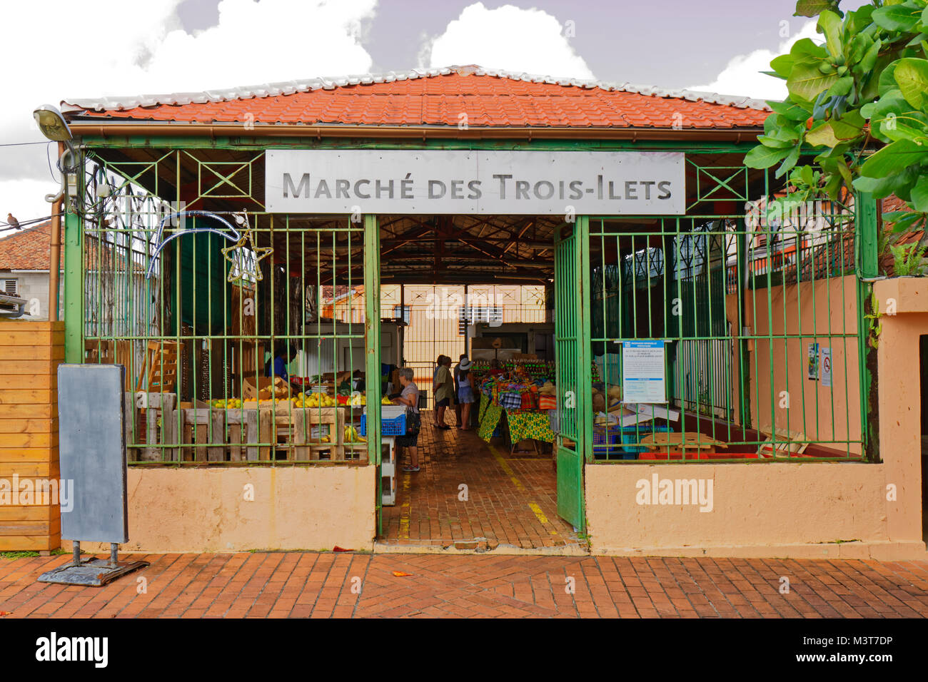 Les Trois Ilets market hall - Martinique - FWI Stock Photo