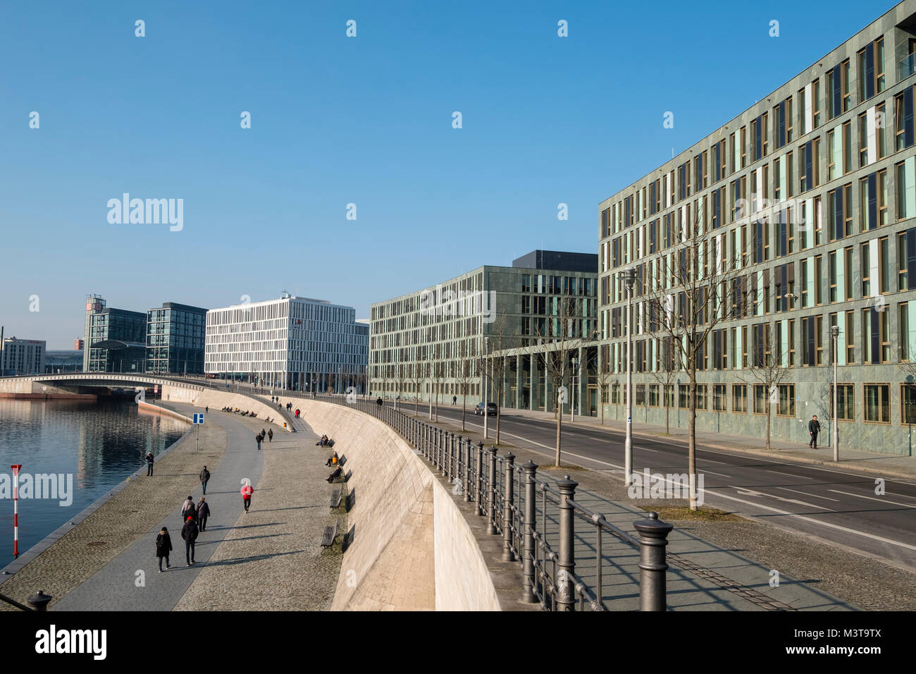 View of Federal Ministry of Education and Research (Bundesministerium fŸr Bildung und Forschung) on Kapelle Ufer beside River Spree in Mitte district  Stock Photo