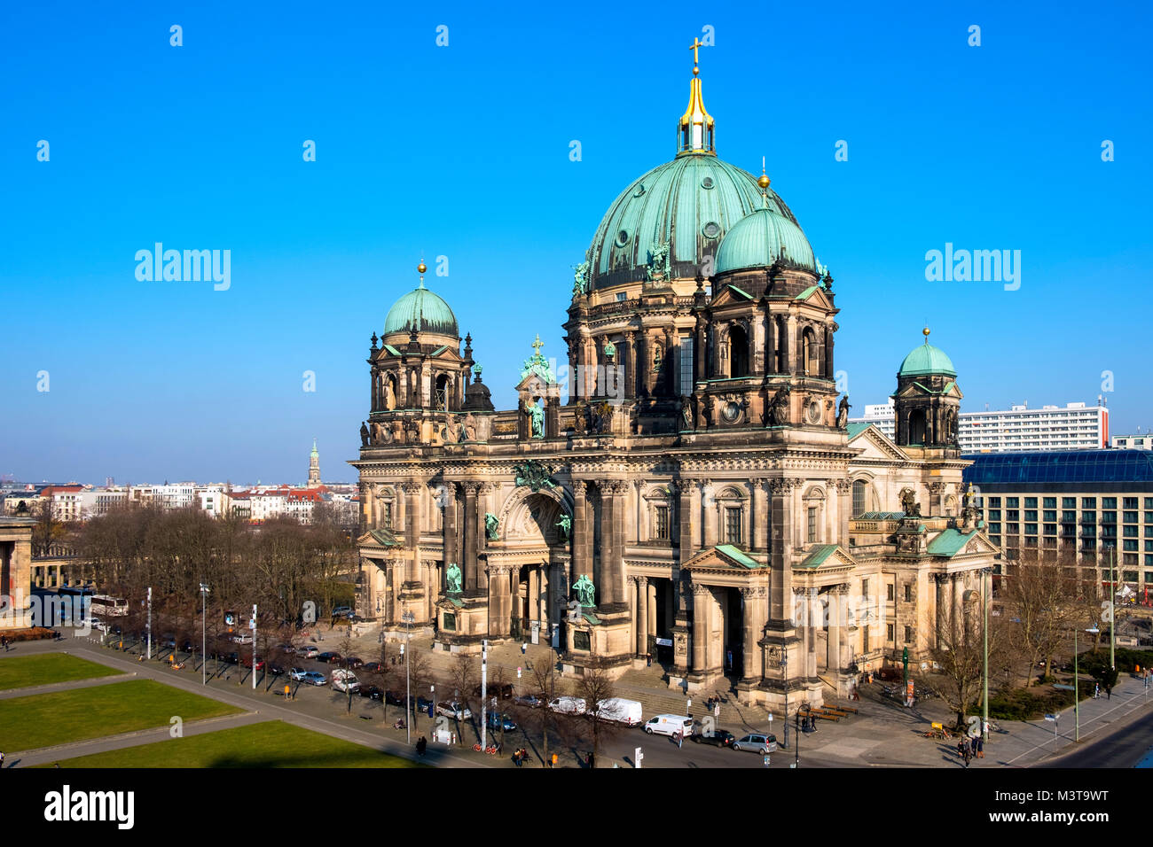 View of Berlin Cathedral, Berliner Dom, on Lustgarten on Museum Island (Museumsinsel) in Mitte, Berlin, Germany Stock Photo