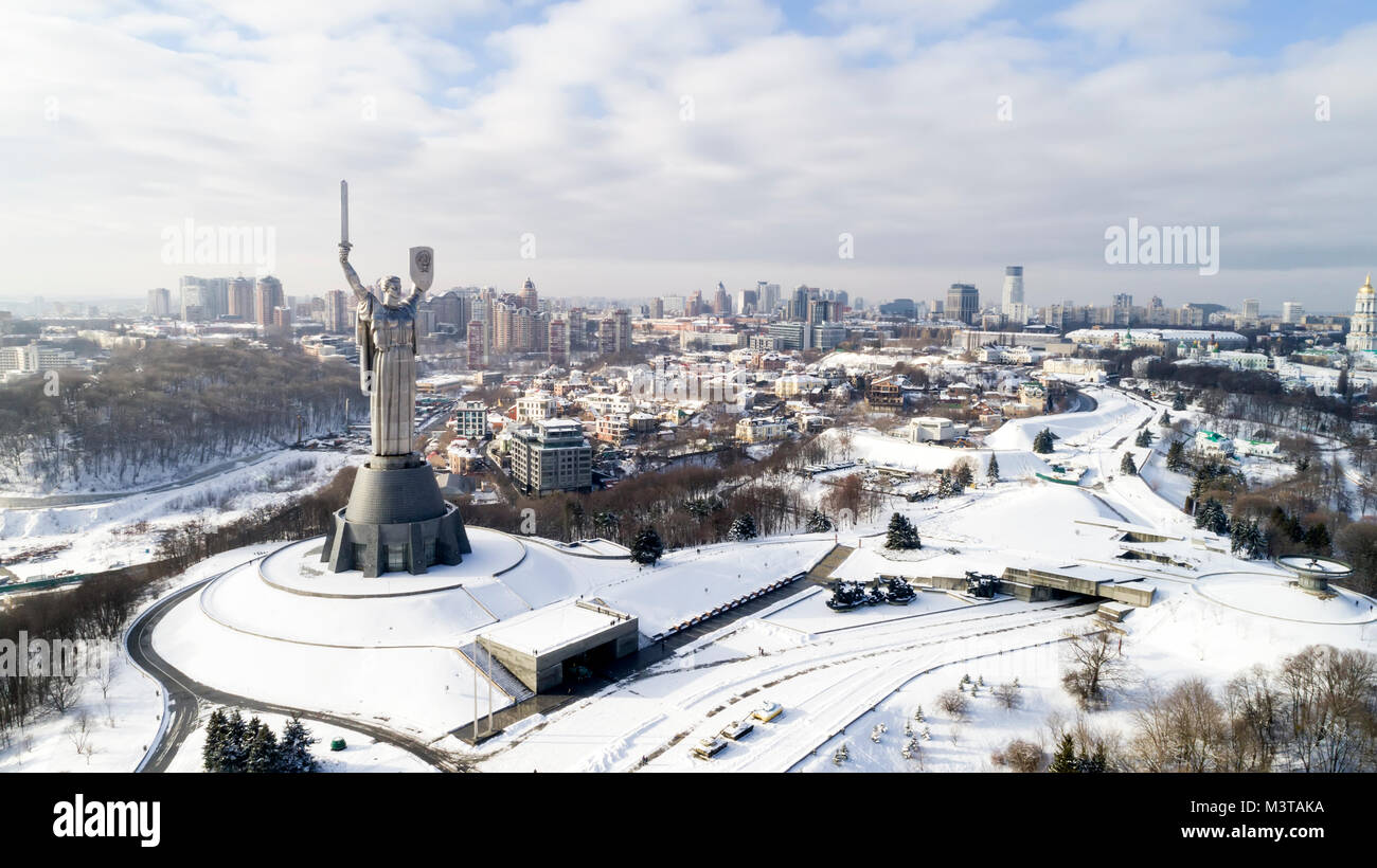 Monument Motherland in winter, Kiev, Ukraine Stock Photo