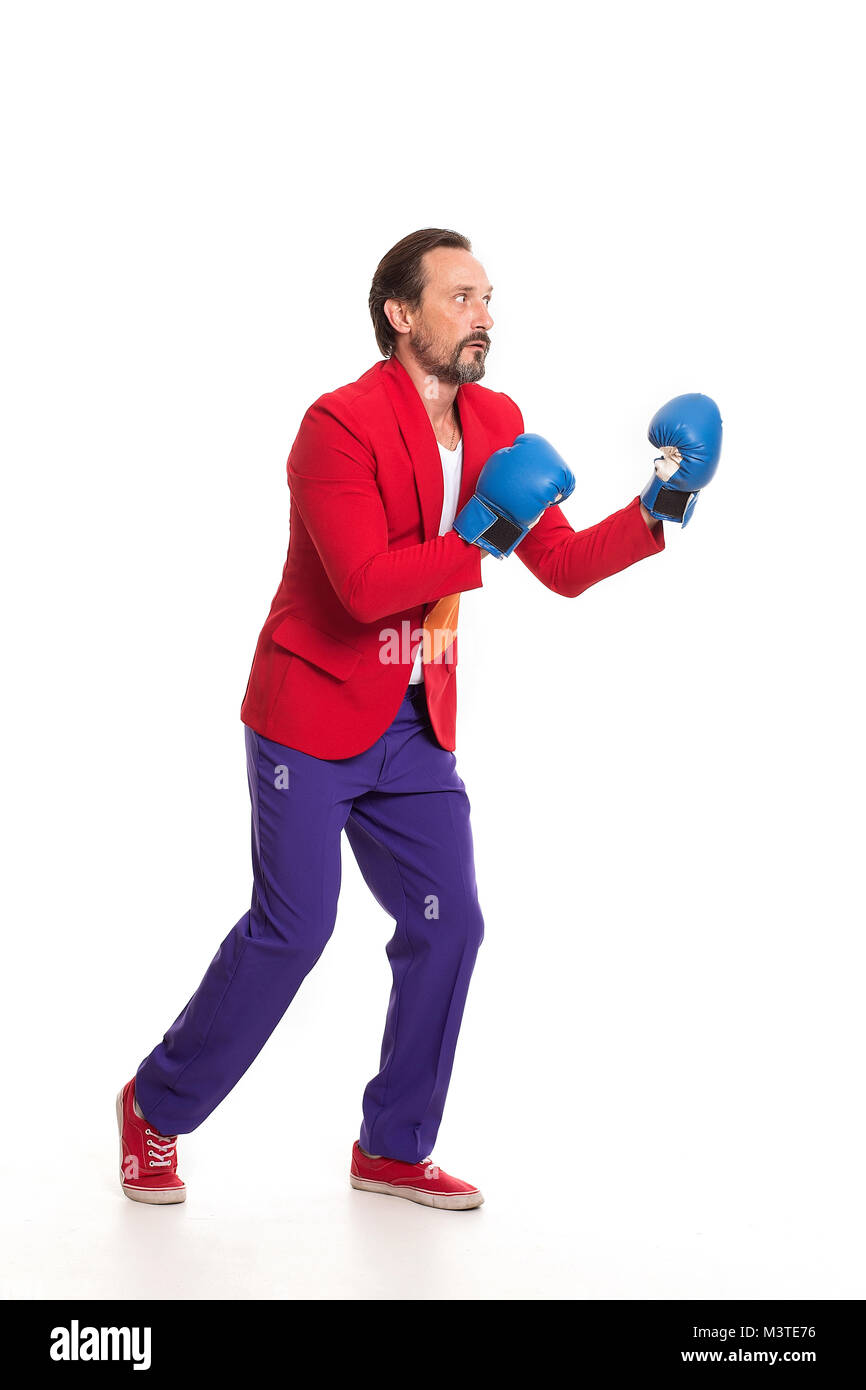 Handsome boxer in colorful clothes Stock Photo