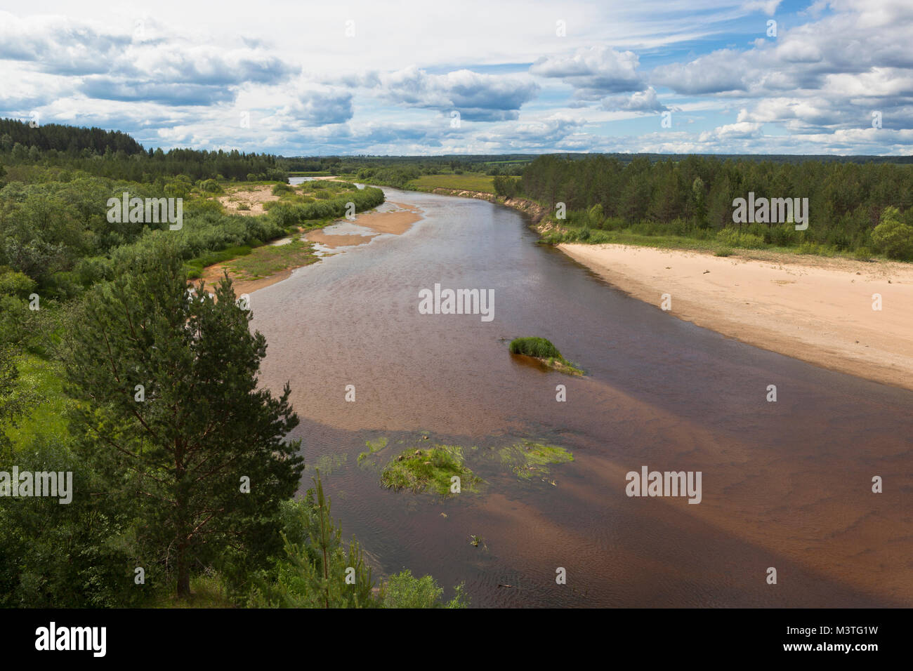 View of the river Vaga near the village Undercity, Velsky district, Arkhangelsk region, Russia Stock Photo