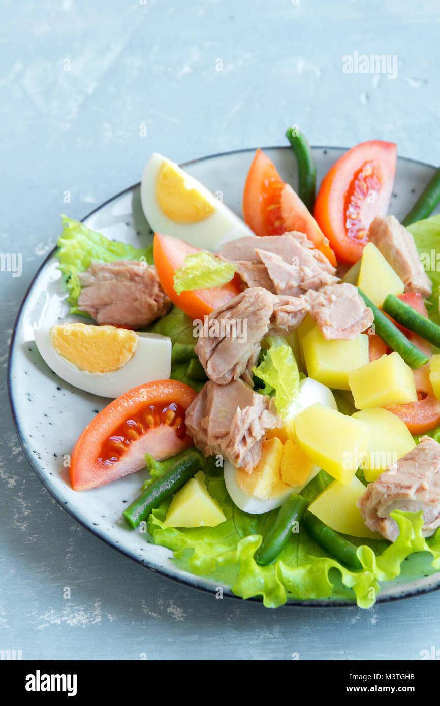 Nicoise Salad with Tuna, Eggs, Potatoes, Green Beans and Tomatoes