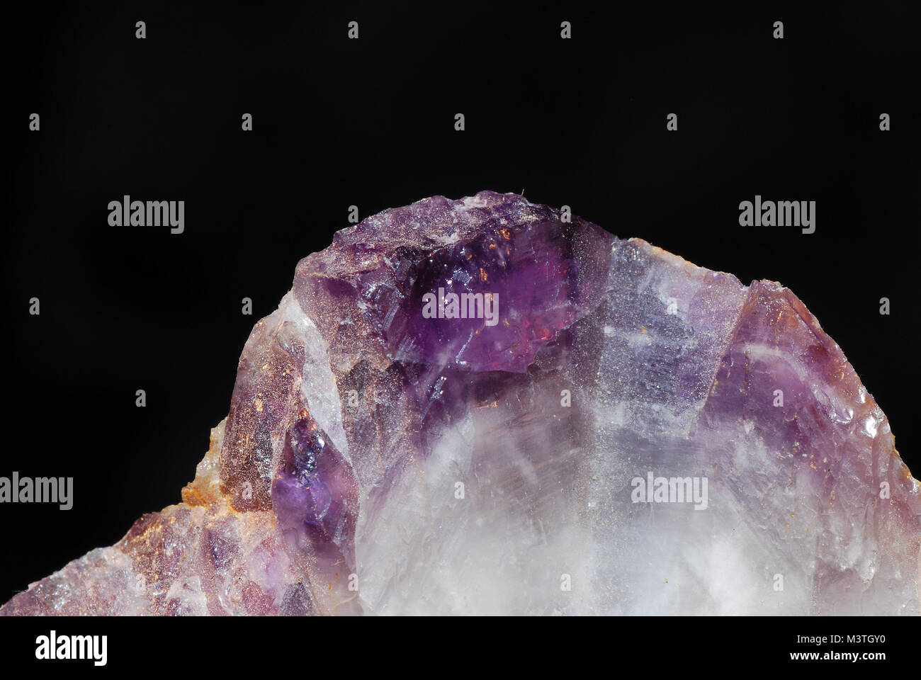 view purple amethyst rock crystal with sharp detail Stock Photo