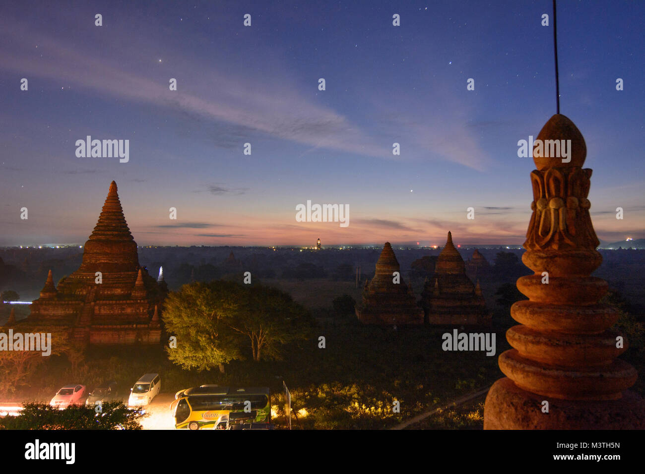Bagan: view from Buledi Temple, temples, stupas, Nan Myint observation tower, , Mandalay Region, Myanmar (Burma) Stock Photo