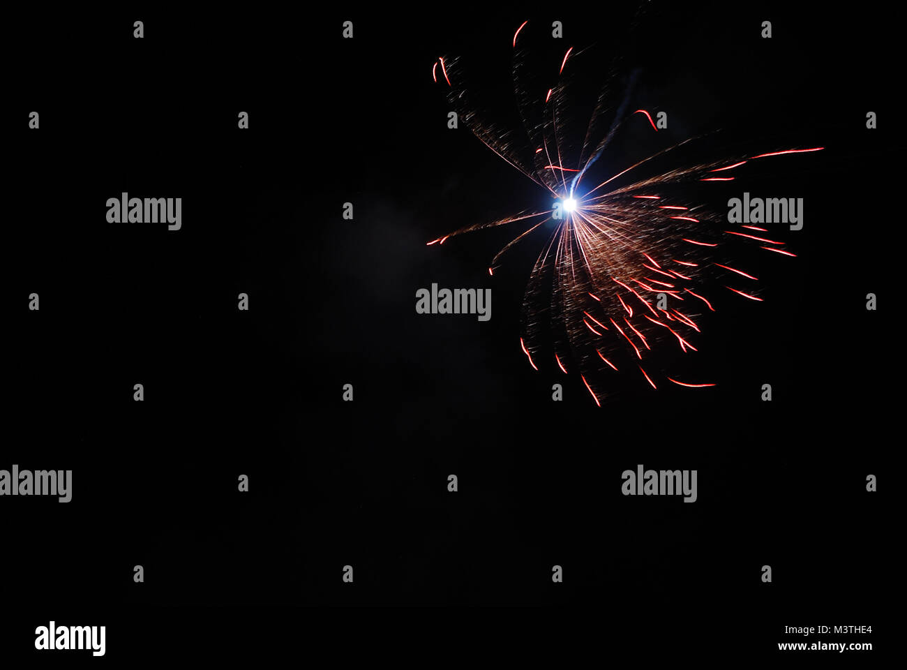 Single Fireworks Exploding single large red explosion at a fireworks night in the new year Stock ...