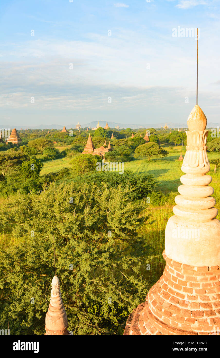 Bagan: view from Buledi Temple to Old Bagan, temples, stupas, , Mandalay Region, Myanmar (Burma) Stock Photo