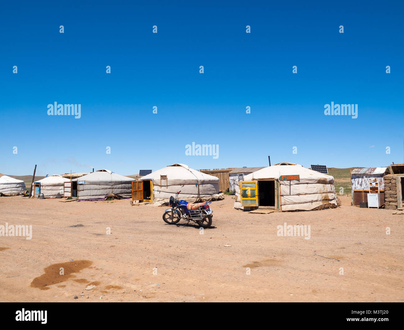 Ger restaurants by the road side in Mongolia Stock Photo