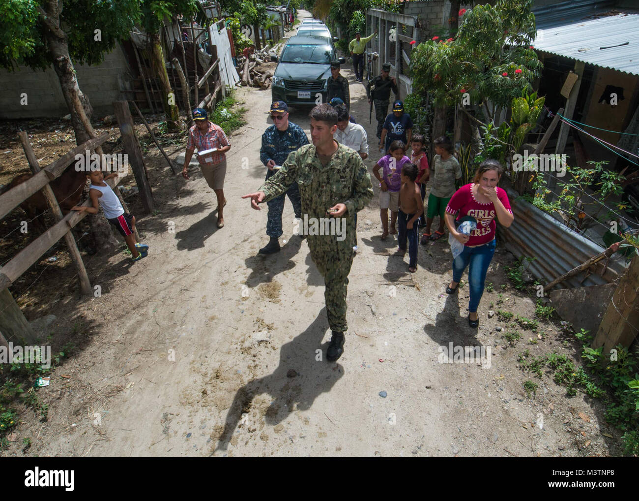 CHOLOMA, Honduras (Aug. 17, 2016) – U.S. Navy Lt. Cmdr. Patrick McKenna, a preventive medicine officer assigned to Navy Environmental Preventive Medicine Unit 2, marks the GPS coordinates for every house in the Monte Verde area during Southern Partnership Station 2016 (SPS-16). Logging 339 houses, McKenna is enabled Operation Blessing to have a sustainable system of tracking their pest control efforts against the zika virus. SPS-16 is an annual series of U.S. Navy deployments focused on subject matter expert exchanges with partner nation militaries and security forces in Central and South Amer Stock Photo