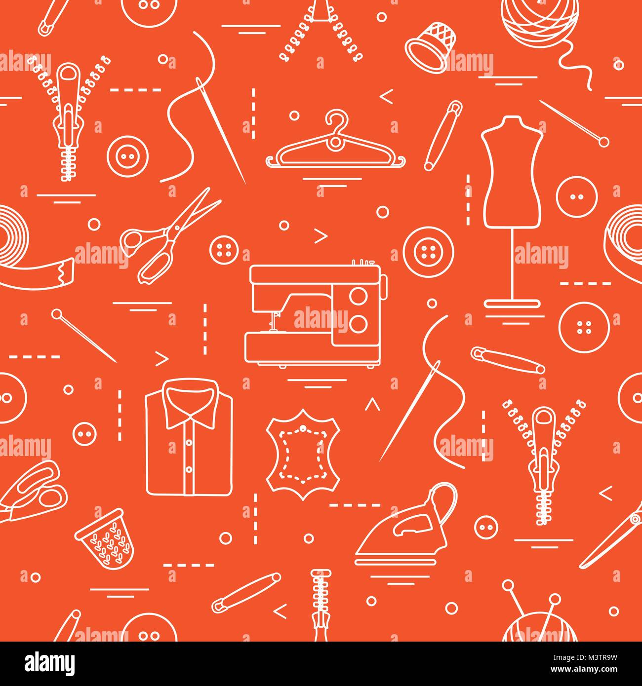 Seamless pattern with tools and accessories for sewing. Template for ...