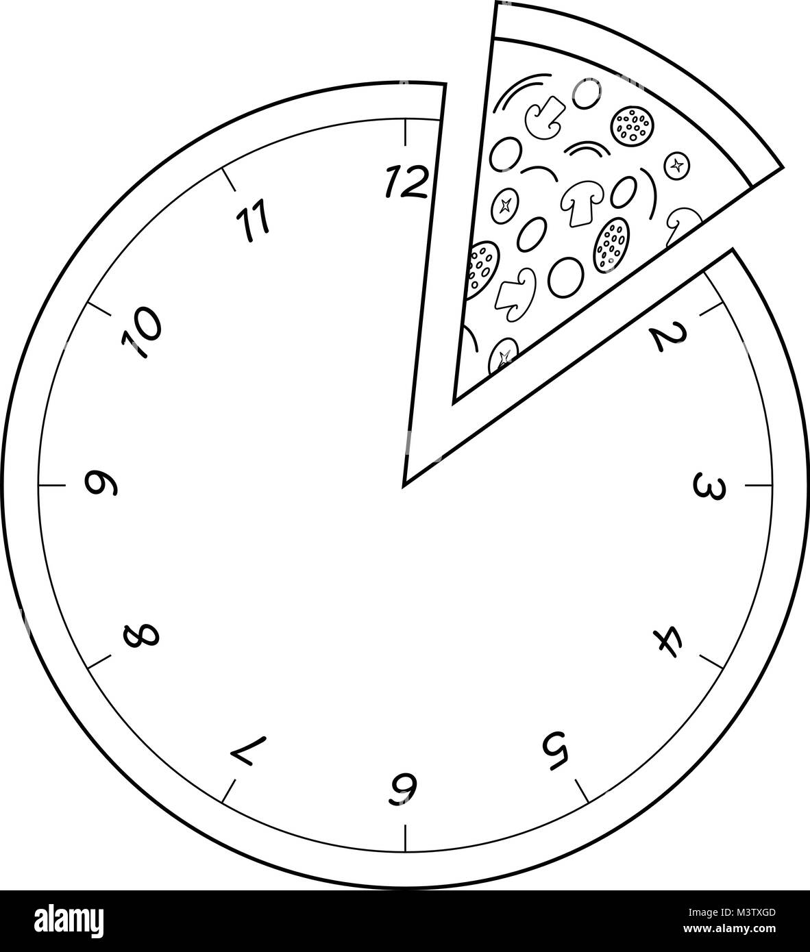 Pizza Slice As A Part Of Clock Meaning It Is Pizza Time Stock Vector Image Art Alamy