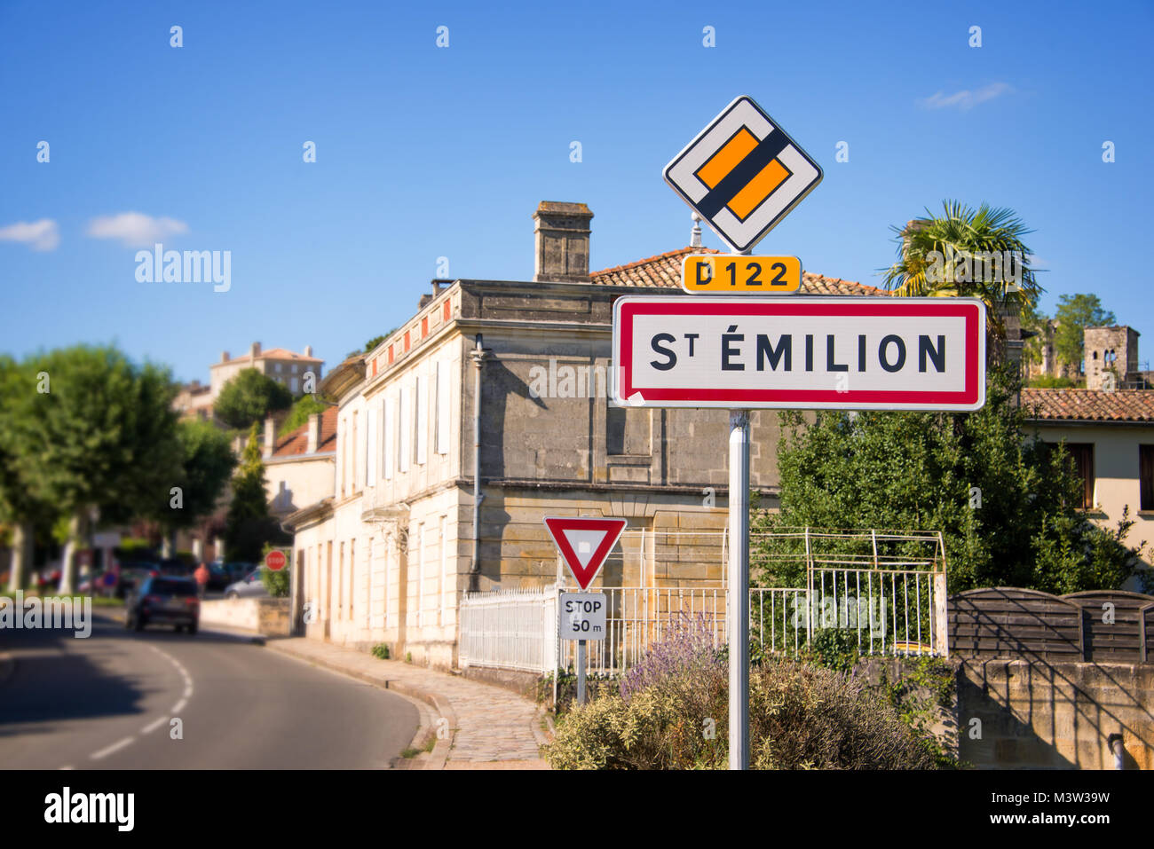 Saint Emilion roadsign, Bordeaux, France Stock Photo