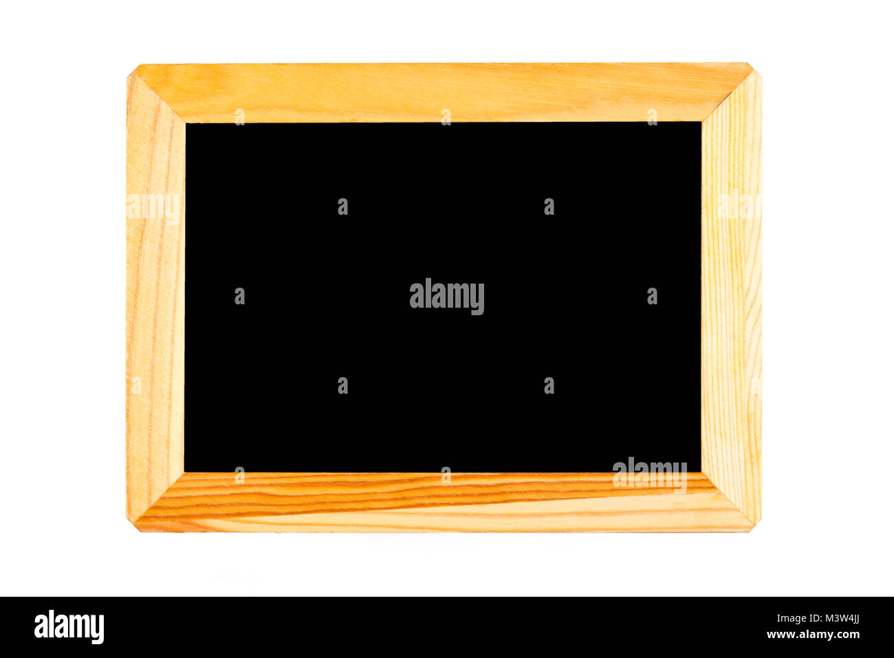 Blank chalkboard with wooden frame isolated on white background. can add your own text on space. Stock Photo