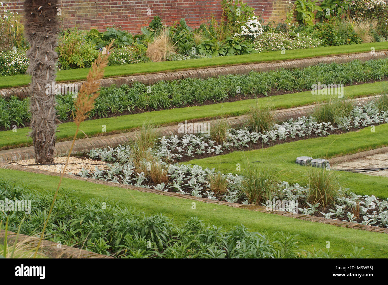 The walled, terraced, sunken garden at Kensington Palace, London Stock Photo