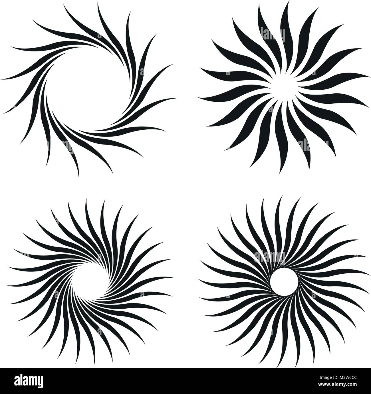 Sun shapes for logo or tatoo design isolated on white background Stock Vector