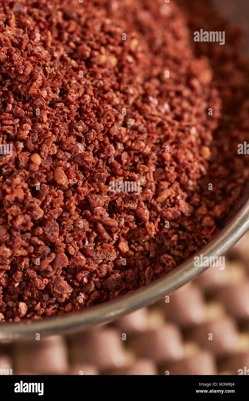a bit of ground sumac, the classic Middle Eastern spice Stock Photo