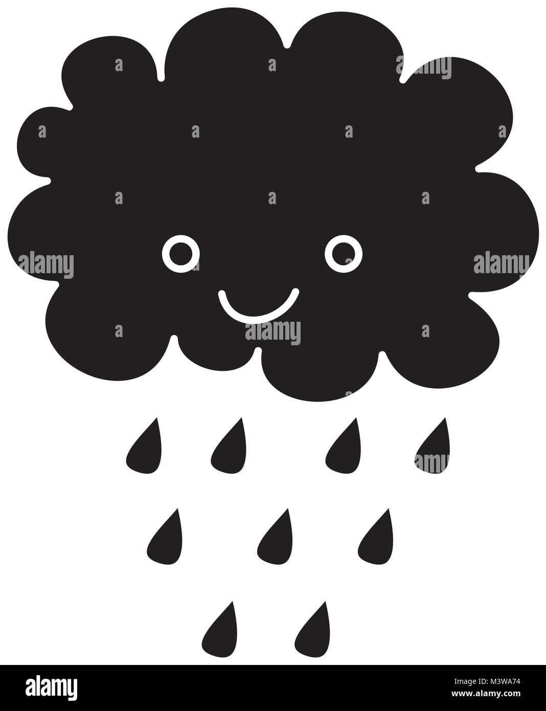 cute cartoon happy cloud rain drops Stock Vector