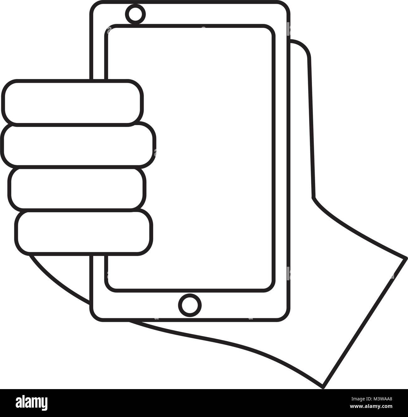 hand holding smartphone device technology Stock Vector Image & Art - Alamy