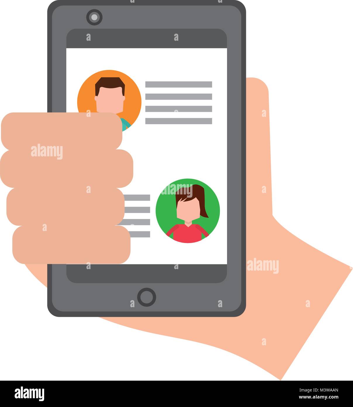 hand holding smartphone chat messages in screen Stock Vector Image ...