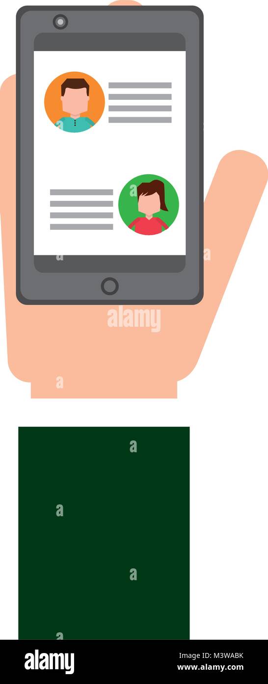 hand with smartphone chat message in screen Stock Vector Image & Art ...