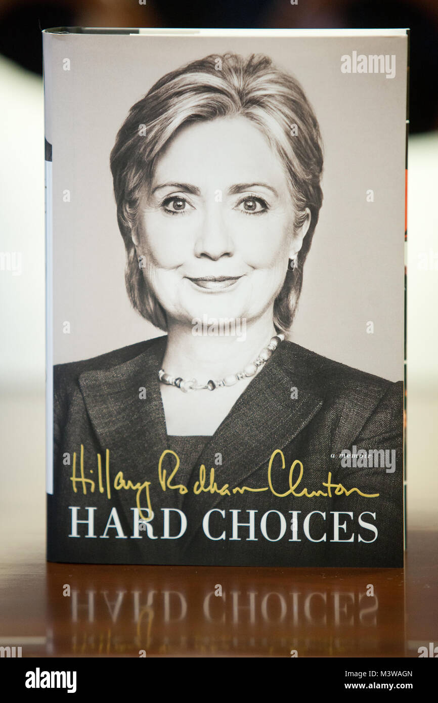 Former United States of America Secretary of State, Senator, and First Lady Hillary Rodham Clinton's book Hard Choices at the Bay and Bloor Indigo location in Toronto, Ontario, Canada on Monday, June 16, 2014. Stock Photo