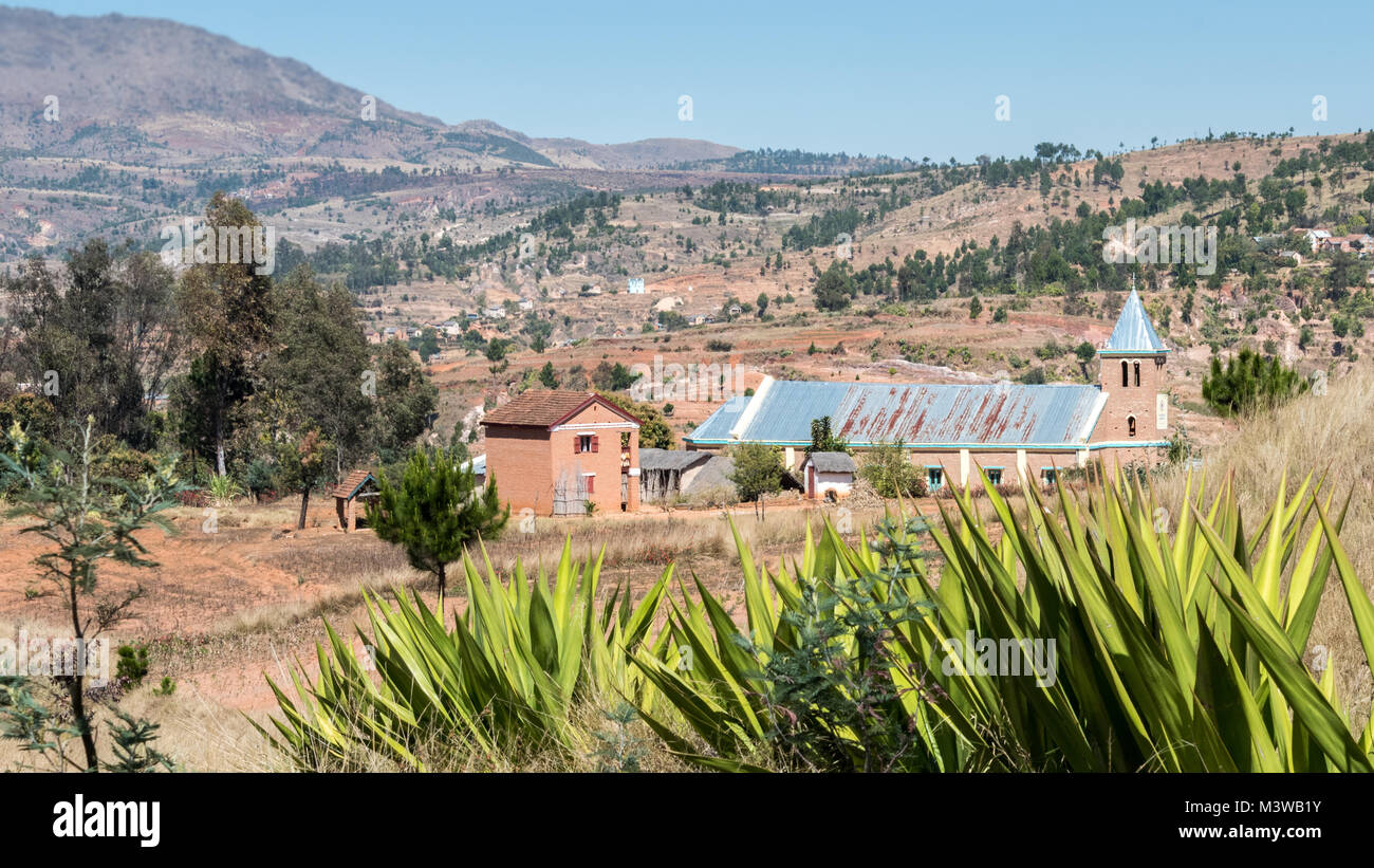 Madagascar Rural Mosques Rural Landscape with Church, Southern Madagascar Stock Photo - Alamy