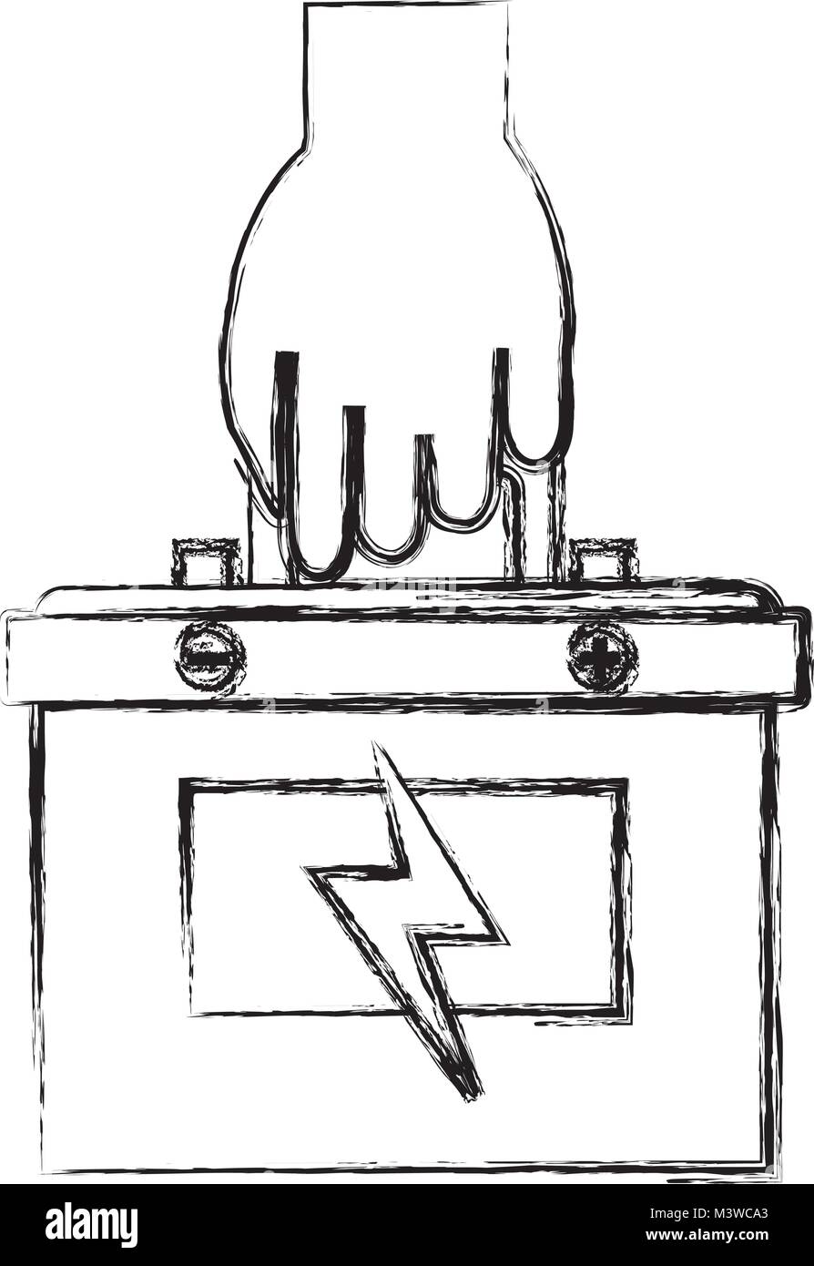 hand with battery car isolated icon Stock Vector Image & Art Alamy