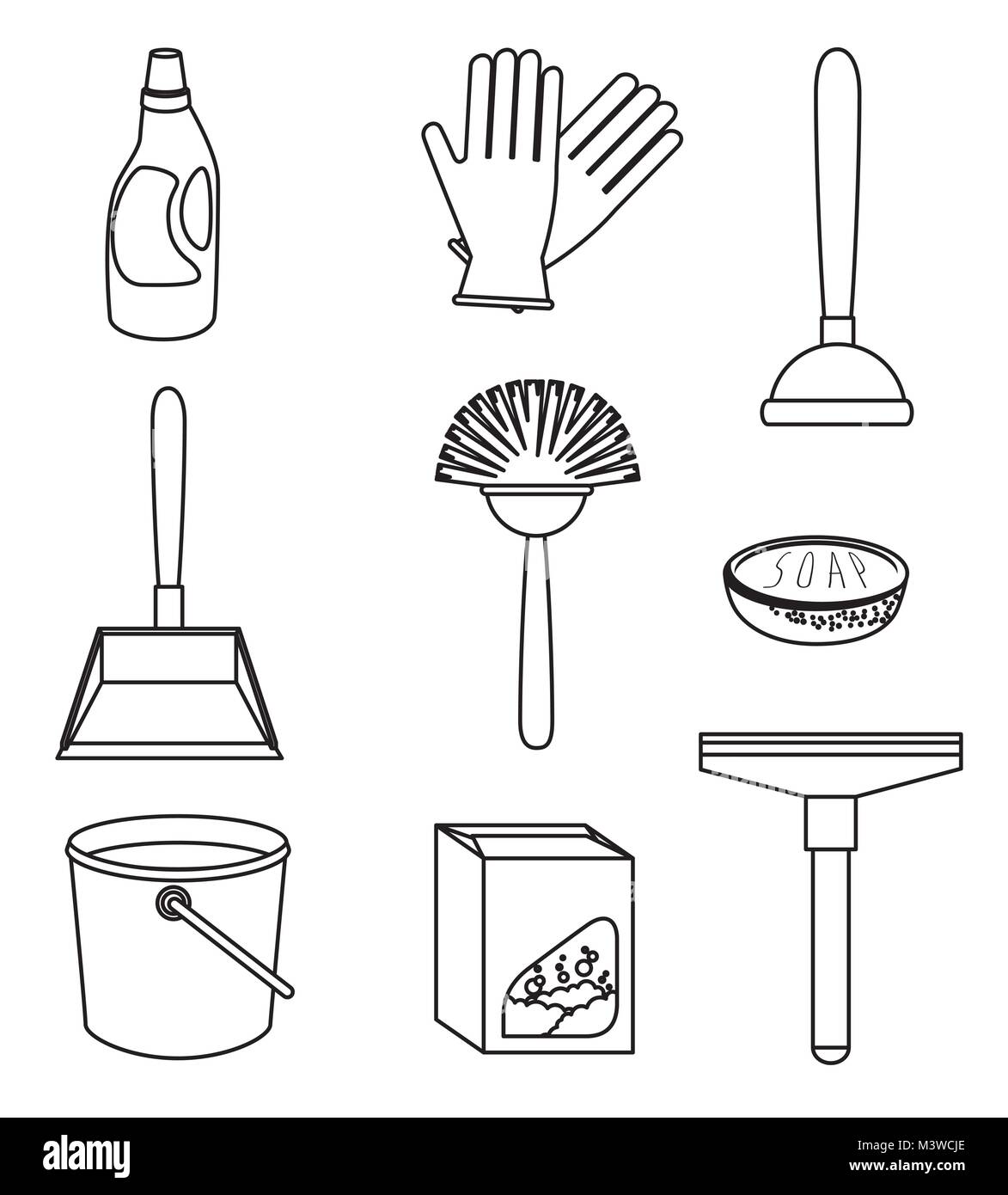 Housekeeping cleaning items set Stock Vector Image & Art - Alamy
