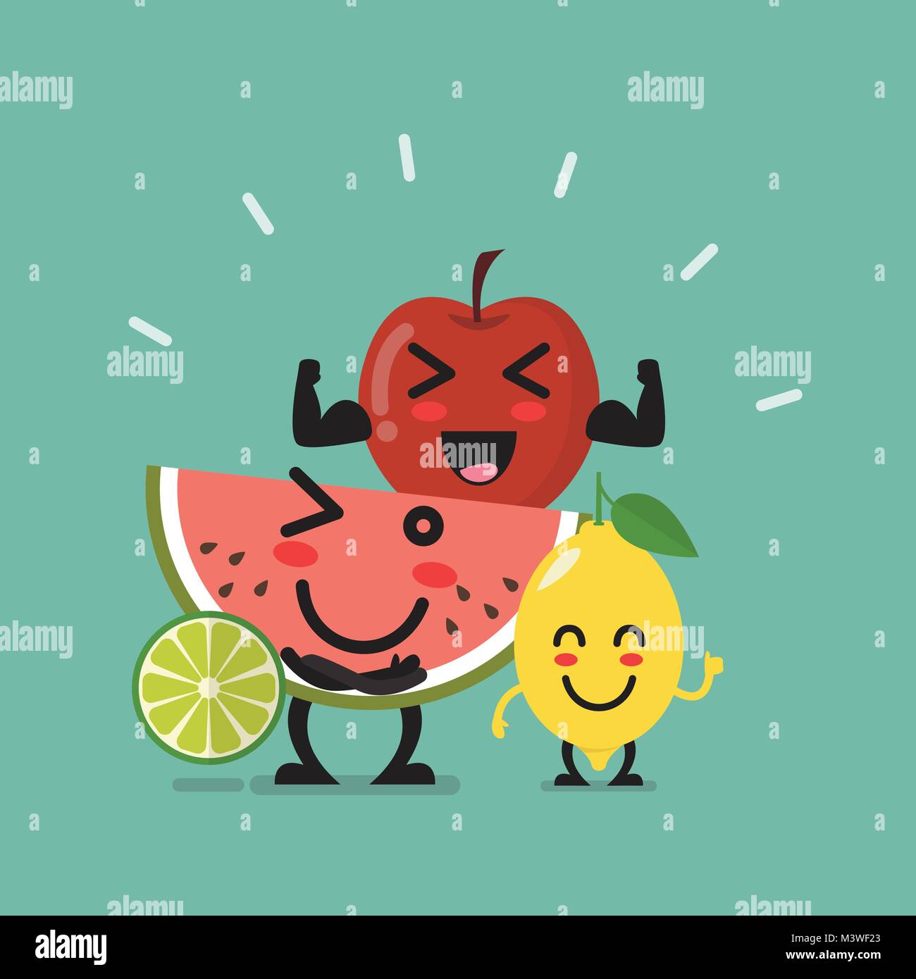 Healthy food emoji characters. healthy lifestyle concept Stock Vector