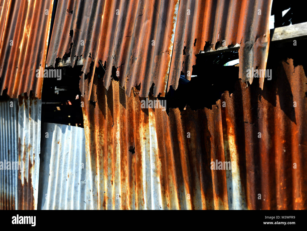 old and rusty galvanised on poor house textureand color from past time ...