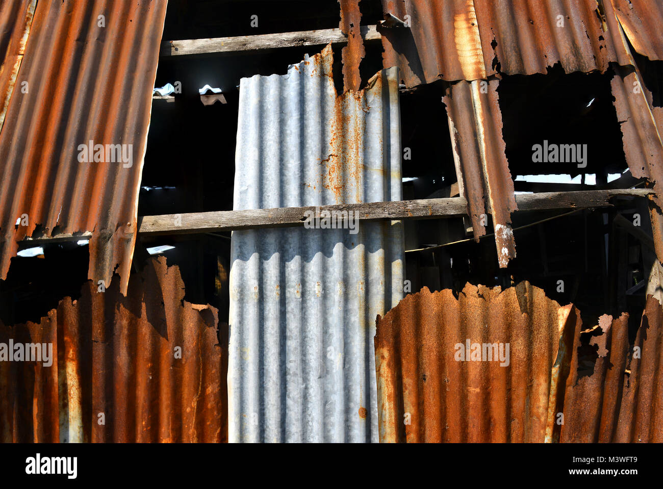 old and rusty galvanised on poor house textureand color from past time ...