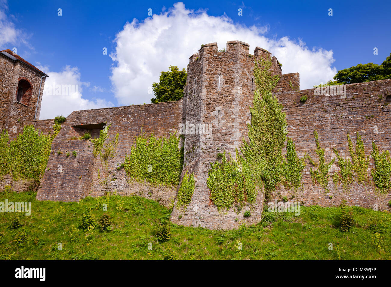 Medieval Dover Castle outer curtain wall, Kent,  Southern England, UK Stock Photo