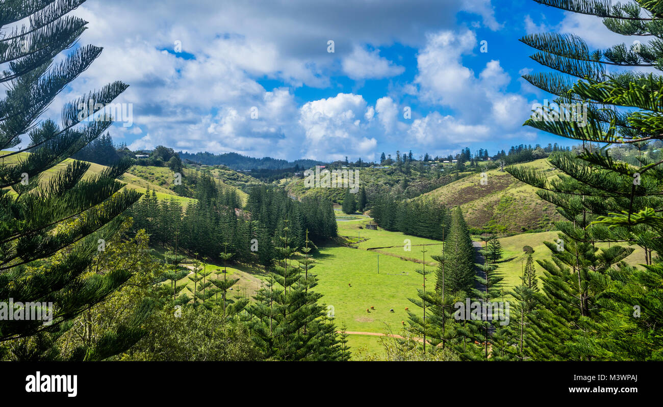Norfolk Island, Australian external territory, view of Arthur's Vale, where the first agricultural effords of the penal colony took place Stock Photo