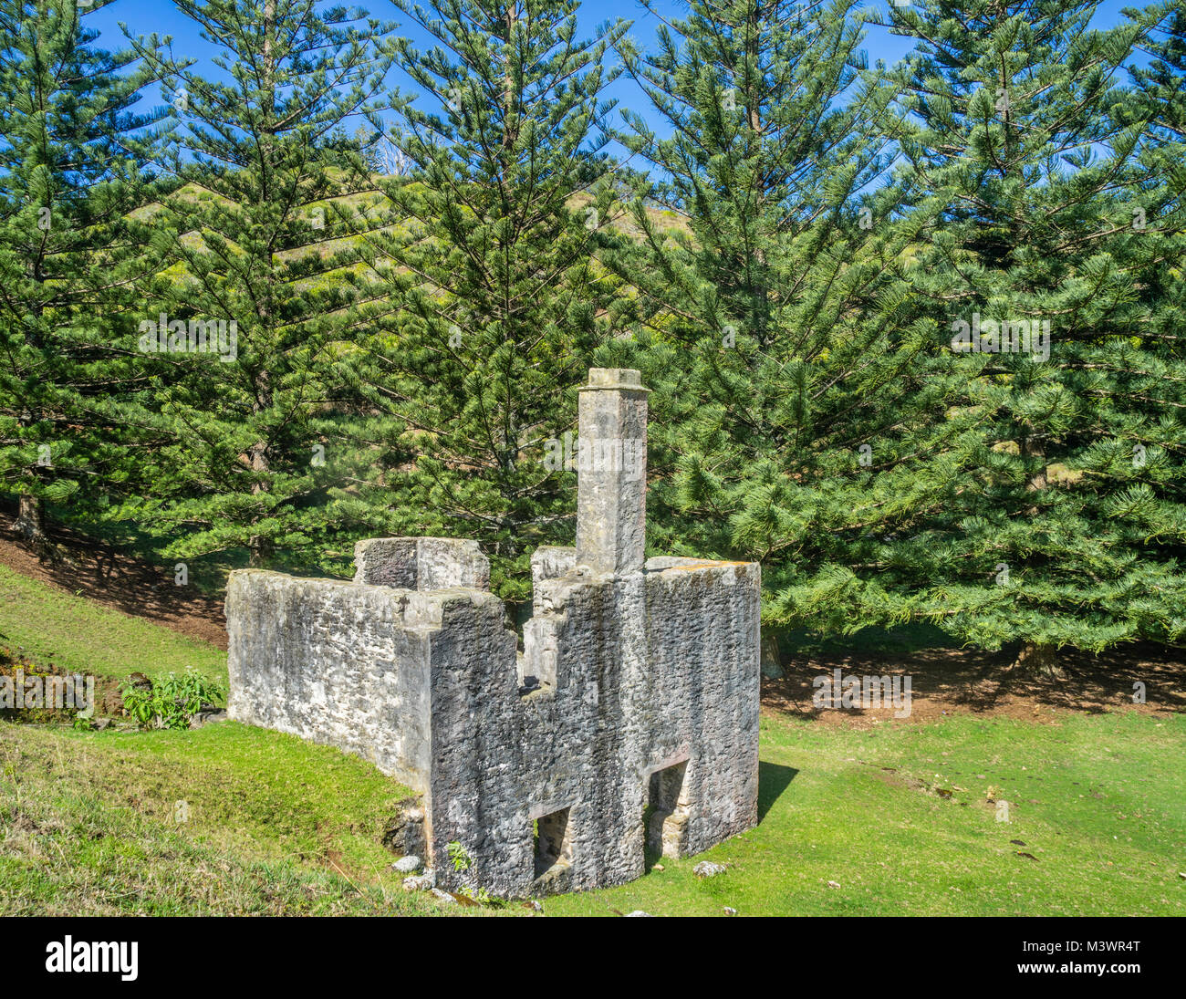 Norfolk Island, Australian external territory, Watermill Valley, ruins of the Second Watermill built in 1828 during the second penal settlement Stock Photo
