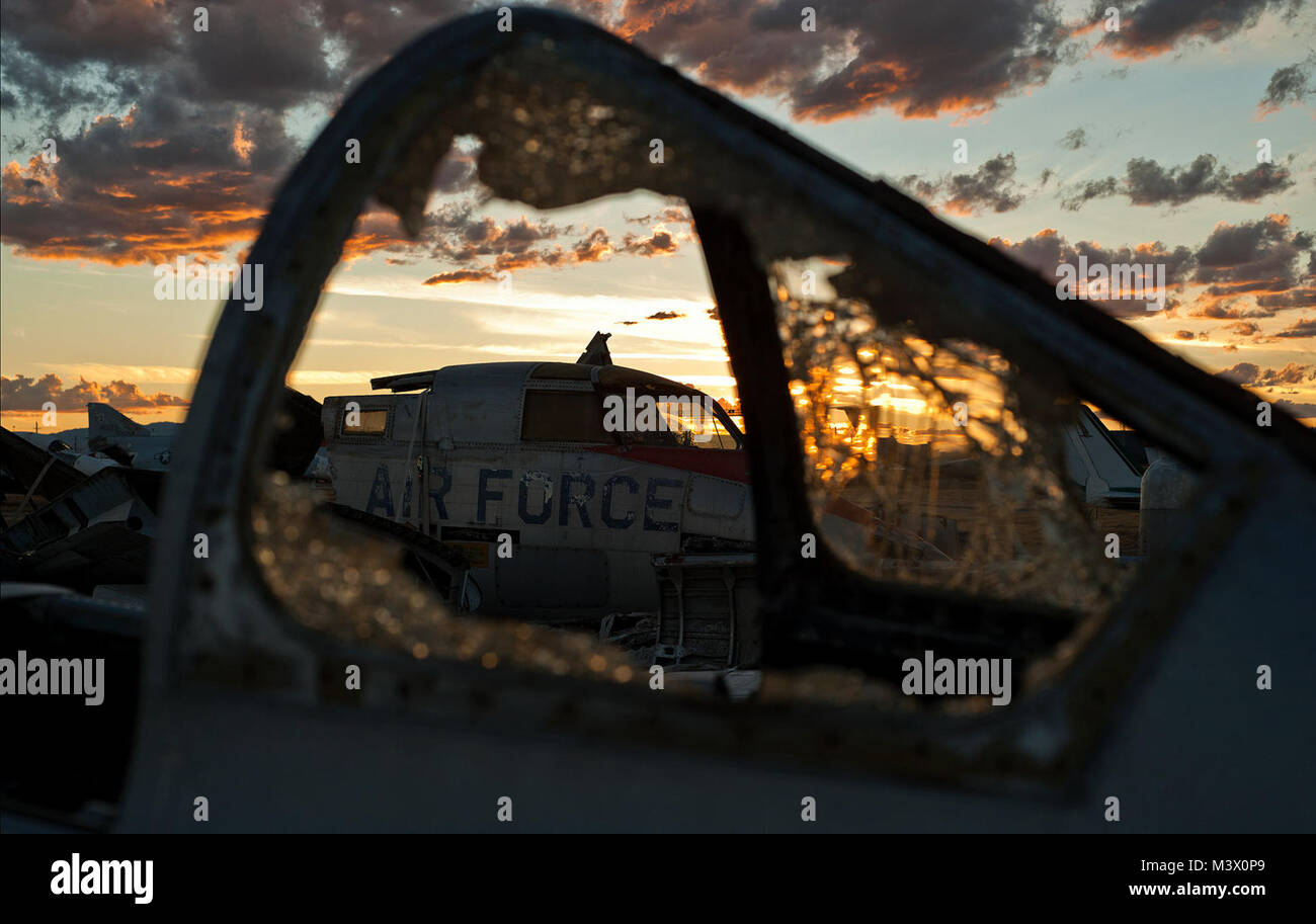 The remains of a B-66 Destroyer seen through the shattered cockpit ...