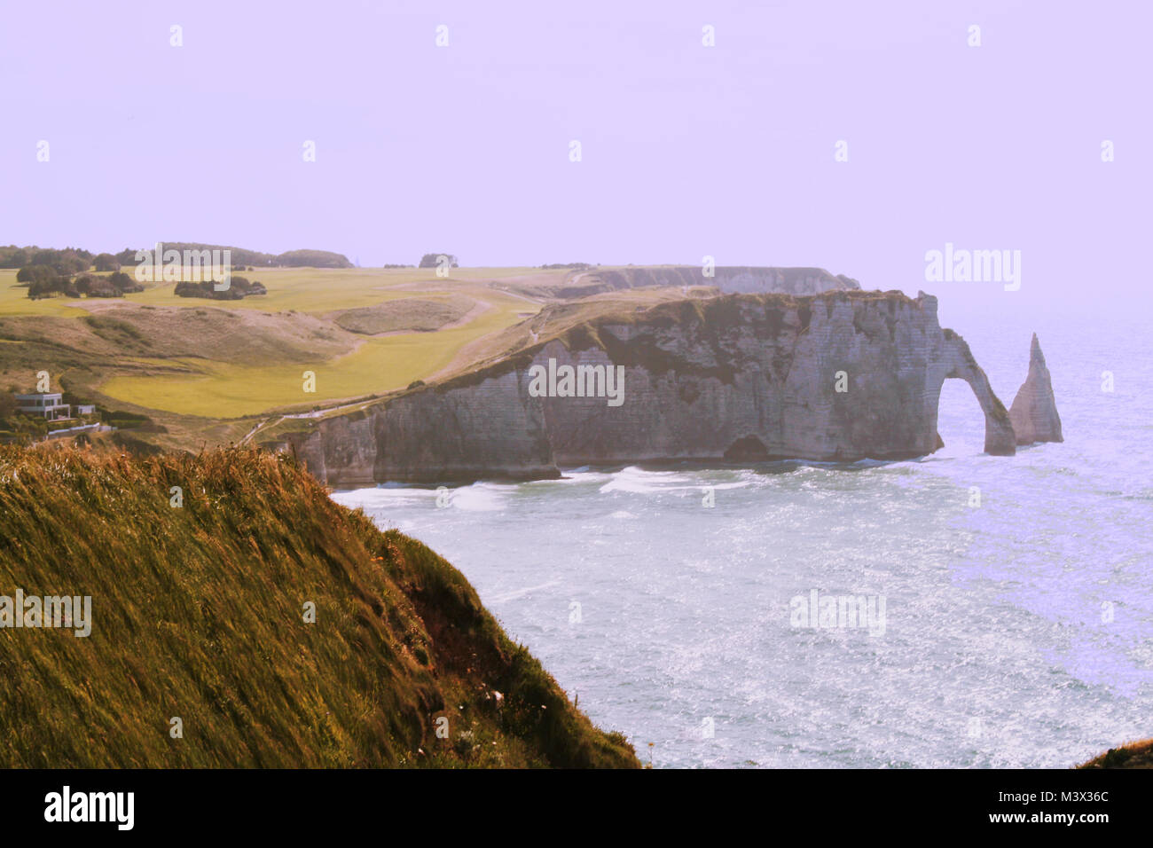 Landscape of cliffs and beach of Etretat, Normandie, France Stock Photo ...