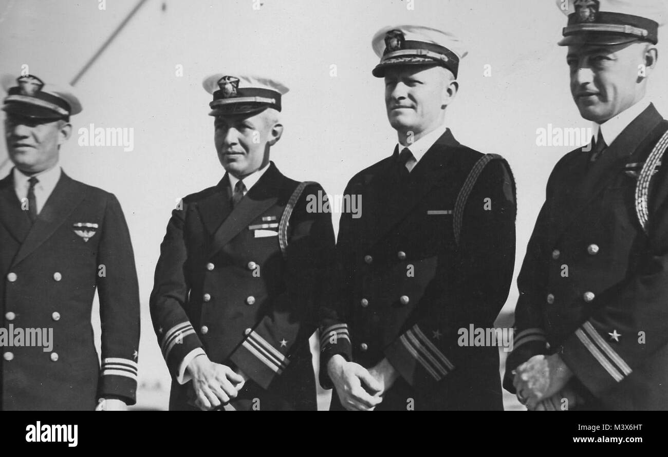 Chester Nimitz (second from right). From the private collection of Chet Lay. 140213-N-ZZ999-034 by USS NIMITZ (CVN 68) Stock Photo