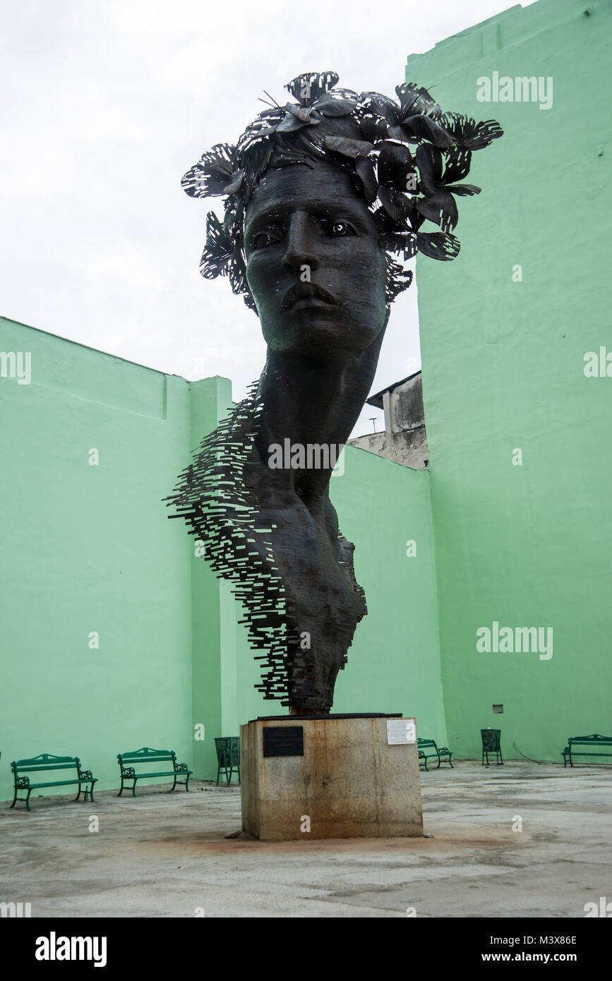 Sculpture of a woman on the Havana Malecon Stock Photo