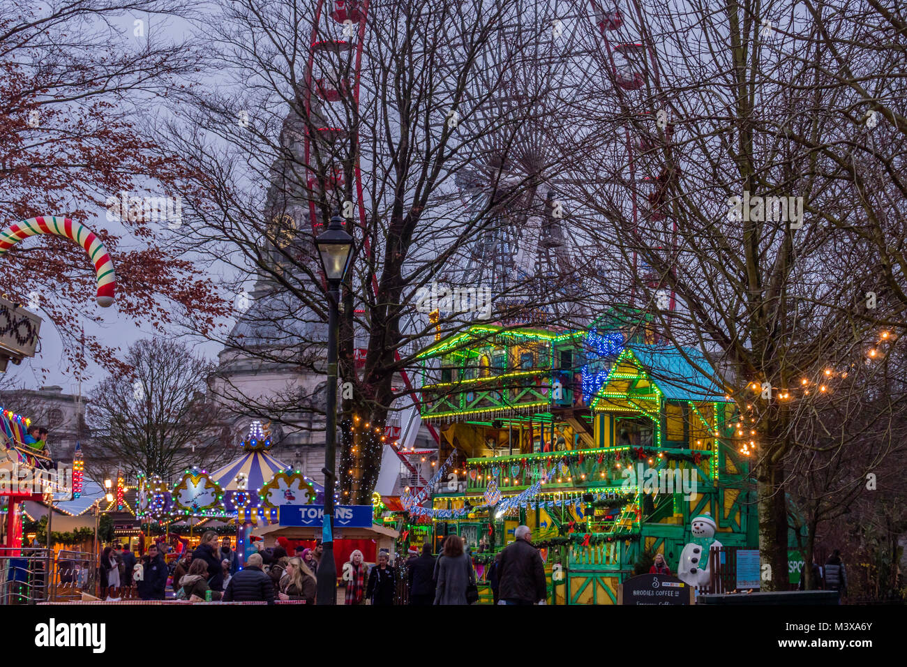 Christmas Market Cardiff Wales Stock Photo Alamy