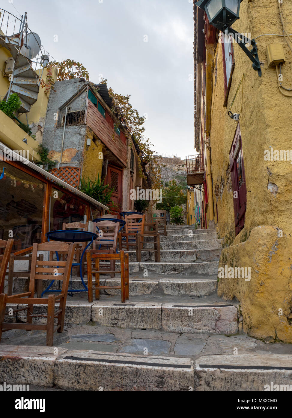 Stairs in Plaka Athens Greece Stock Photo