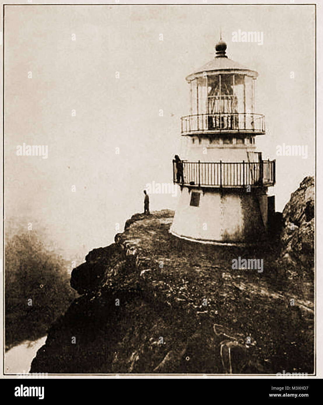 American Lighthouses -Point Reyes Lighthouse - Light Station , Gulf of the Farallones,  California, USA in 1923 Stock Photo